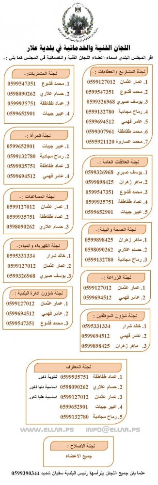 اللجان الفنية والخدماتية في بلدية علار