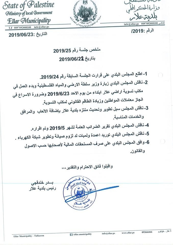 قرارات المجلس البلدي