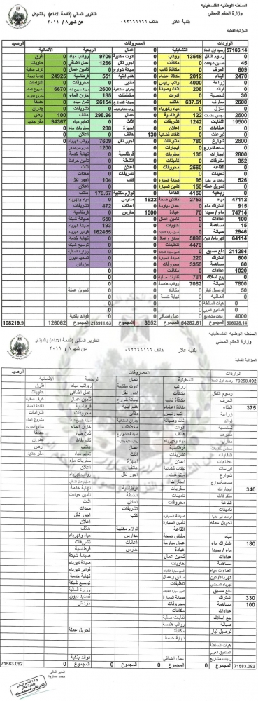 التقرير المالي 8/2011