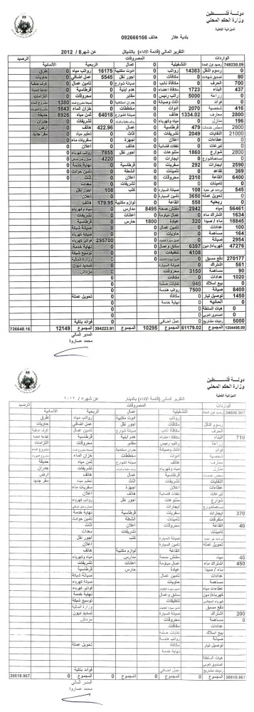 التقرير المالي لشهر 8/2013