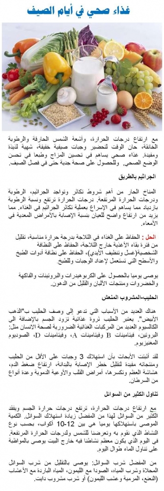 غذاء صحي في ايام الصيف