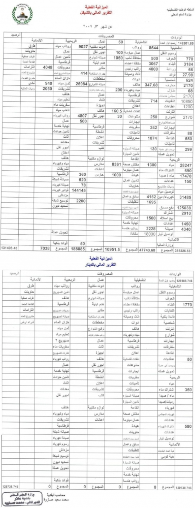 التقرير المالي لشهر 3/2009 قائمة الاداء