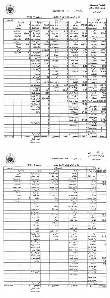 التقرير المالي 7/2013